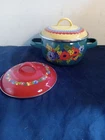 Pioneer Woman Dazzling Dahlia Mini Dutch Oven Steel W/enamel Finish Extra Lid Used. Price: $8.50.