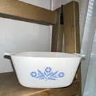 Corningware Cornflower Blue P-43-B 2 3/4 Cup Square Floral Casserole W/ Handles Used. Price: $16.99.