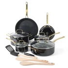 Martha Stewart 14 Piece Nonstick Aluminum Cookware Set Black Gold New. Price: $193.93.