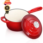 Enameled Cast Iron With Lid, Leonyo 2 Quarts, Red New. Price: $59.98.
