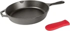 Lodge 12 Inch Cast Iron Skillet With Red Silicone Hot Handle Holder Pre-season New. Price: $47.90.