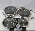 Hexclad Hybrid 8-PIECE Cookware Fry Pan Set 10 12 Inch W/ Lids & Wok Used. Price: $209.99.