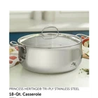 Princess House Heritage 18-QT Stainless Steel Casserole Pan With Lid New. Price: $219.00.