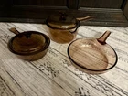 Corning Vision Ware Amber Pyrex Glass 1.5L Sauce Pan/pot Usa With Lid Set Nice! Used. Price: $39.95.