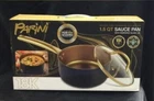 Parini 18K, 1.5 Qt Sauce Pan With Tempered Glass Lid. New. Color Gold Collection. Price: $27.95.