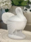 L.e. Smith Glass Turkey Covered Candy Dish With Lid White Milk Made In Usa Used. Price: $65.00.