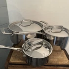 Tramontina Tri-ply Clad Cookware Set Pots Pans Stainless Steel W/ Lids Euc Used. Price: $94.37.