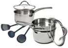 Maggopan Stainless Steel Saucepan Glass Lid Casting 2.6 Quarts, Silver New. Price: $83.52.