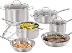Premium 10-PIECE Stainless Steel Cookware Set Non-toxic & Oven-safe New. Price: $250.99.