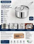 Tramontina Tri-ply Clad 4 Qt Stainless Steel Sauce Pan W/ Lid Induction New. Price: $64.99.