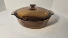 2 Quarts Anchor Hocking Fire Amber Glass Casserole Dish With Lid No 438 Vtg Used. Price: $17.99.