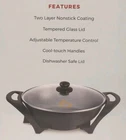 Electric Wok Nonstick Adj Temp Glass Lid Cool Touch Handles By Chefs Counter New. Price: $21.27.