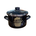 Stylish Enamel Stock Pot Cooking And Glass Lid - My Kitchen, 3.2 Qt Black New. Price: $53.99.