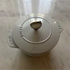 Staub Mini Cocotte Dutch Oven 16 Oz White Enameled Cast Iron W/ Lid Used. Price: $91.00.