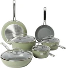 10 Piece Green Cookware Set Nonstick Pots Pans Induction Oven Safe Kitchen New. Price: $176.87.