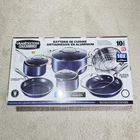 Granitestone Diamond Cookware Set 10 Piece Blue Non Stick Aluminum New. Price: $109.99.