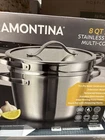 Tramontina 8QT Stainless Steel Tri-ply Base Multicooker Pot With Pasta Insert New. Price: $65.00.