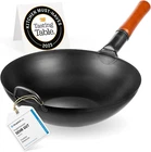13.5" Carbon Steel Wok Pan Pre-seasoned Flat Bottom Pow For Stir Fry, Bbq, New. Price: $99.99.