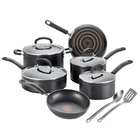 T-fal 12PC Expert Forged Nonstick Cookware Set Black: Tempered Glass Lids, New. Price: $109.99.