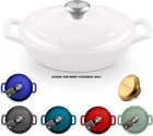 New Rossallini White Enameled Cast Iron Braiser 3.5Q (3.3L) W/tight Fitting Lid. Price: $75.00.