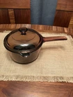 Vintage Corning Visions Amber Sauce Pan Pot W/ Lid Handle Spout 1 Liter - Teflon Used. Price: $24.99.
