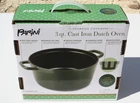 New Parini 3 Qt. Cast Iron Dutch Oven, Round, Enameled Cookware, Handles, Green. Price: $19.99.