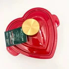 Smith & Clark Red Heart Enameled Cast Iron 1QT Dutch Oven Cocotte Gold Knob New. Price: $55.00.