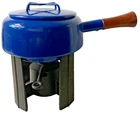Scandinavian Modern Dansk Benstyle Fondue Set Danish Blue Pot+lid, Iron Stand Used. Price: $95.00.