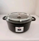 Staub Cast Iron Dutch Oven Round Glass Lid Cocotte 3.9QT 3.7L Black Open Box New. Price: $144.71.