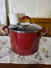 Kitchenaid 8-QT. Stainless Steel Stockpot With Glass Lid Candy Apple Red Color Used. Price: $29.99.