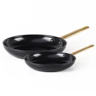 Greenpan Reserve 2-PIECE Open Frypan Set, Black/gold, 8-INCH And 10-INCH New. Price: $59.80.