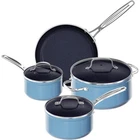 Nuwave 7PC Cookware Set Healthy Duralon Blue Ceramic Nonstick Coated New. Price: $158.91.