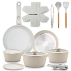 Nutrichef 18-PIECE Ceramic Cookware Set With Detachable Handles (cream) New. Price: $129.49.