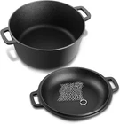 Cast Iron 5 Quart Dutch Oven Pre-seasoned Stock Pot & 2 Qt Lid Pan Set, Black New. Price: $65.68.