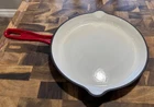 Basque Enameled Cast Iron Cookware 10 Inch Skillet Nonstick, Oven Safe Red Used. Price: $39.99.