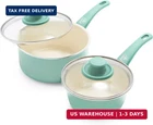 Greenlife Soft Grip 1QT And 2QT Saucepan Set, Healthy Ceramic Nonstick, Toxi New. Price: $70.76.