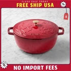 Staub Enameled Cast Iron 5 Qt French Oven Horse Lid Cherry - No Import Fee New. Price: $141.99.