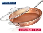 Gotham Steel Hammered Copper 14 Inch Frying Pan With Lid, New. Price: $76.84.