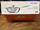 Creuset Tri-ply Stainless Steel Saucier Pan With Lid, 3.5 Quart New. Price: $249.99.