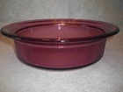 Visions 1.5 Quart Cranberry Ribbed Casserole Dish Corningware V-32-B No Lid Used. Price: $12.00.
