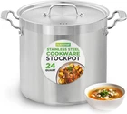 24QT Stainless Steel Stock Pot With Lid - Heavy Duty Induction Cookware New. Price: $239.99.