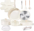 Ceramic Cookware Set Toxic With Detachable Handles, Healthy Nonstick Pans New. Price: $154.99.