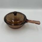 Visions Corning Amber Glass 0.5L Saucepan With Lid V-81-B Grab Pot France Used. Price: $22.00.