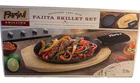 Parini Grilling Fajita Skillet Set Cast Iron Pan 7 X 14" Wood Trivet Mitt New. Price: $39.90.