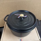 Staub Enameled Cast Iron Dutch Oven Round 7 Qt #28 Black New. Price: $195.00.