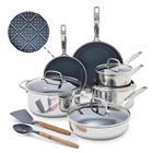 Blue Diamond Hybrid Nonstick Stainless Steel 12 Piece Cookware Set, Silver New. Price: $298.99.