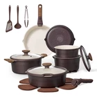 Carote 24PC Ceramic Nonstick Cookware Set With Detachable Handle Brown New. Price: $77.99.