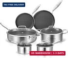 Lolykitch Frying Pan Set Nonstick, 10 Pieces Stainless Steel Cookware Skille New. Price: $337.48.