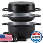 Ammeloo 8-PIECE Ceramic Nonstick Cooking Set With Lid, 4.5 Qt Soup Pot, All- New. Price: $91.10.