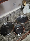 Hexclad Hybrid Stainless Steel 6 Piece Frying Pan Set With Lids - 8, 10, 12 New. Price: $299.99.